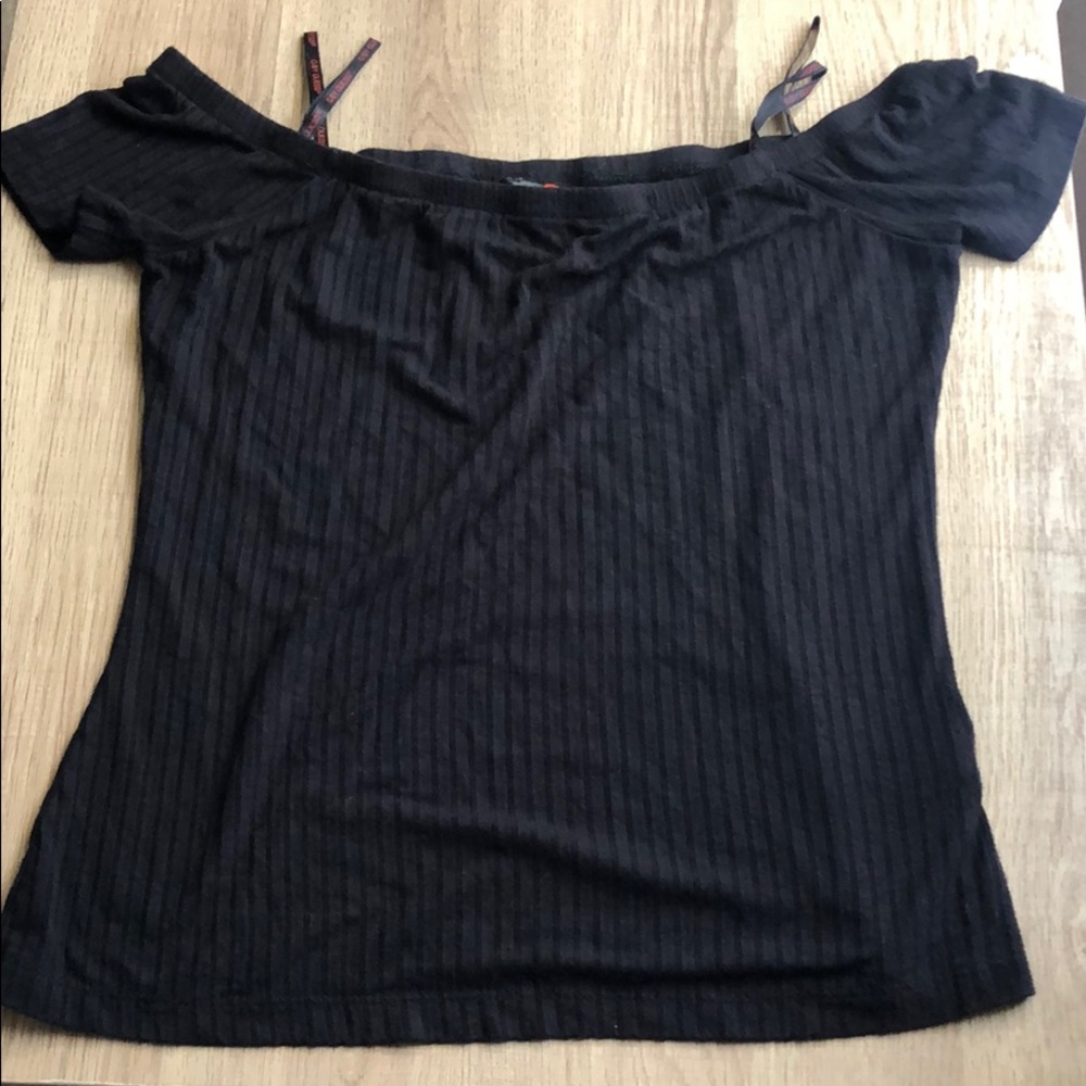 Black off the shoulder shirt